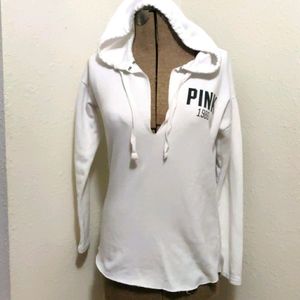 PINK Victoria's Secret White Hoodie Sweater